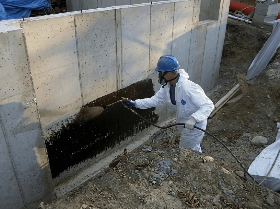 Professional waterproofing the exterior walls of the basement in Miami, FL